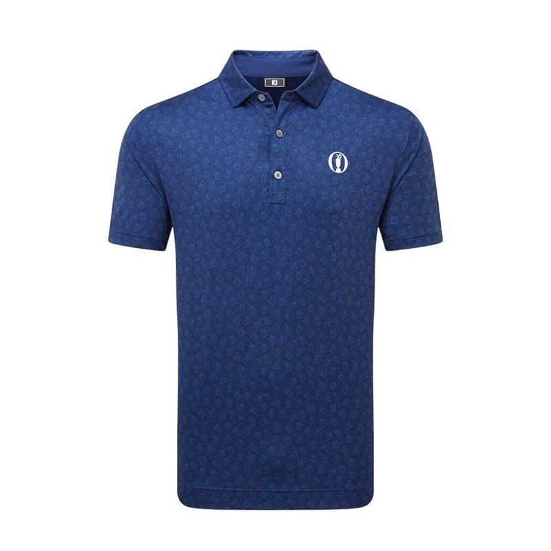 FOOTJOY Postage Stamp Print Lisle Men's Polo (Blue)