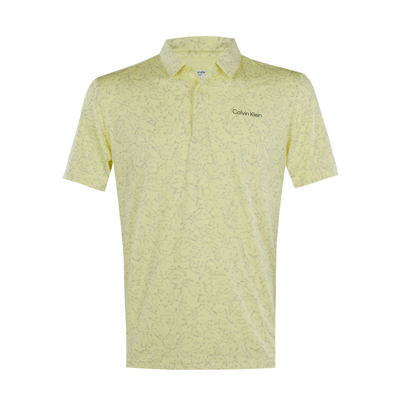 CALVIN KLEIN Abstract Watercolour Printed Men's Polo (Lemon)