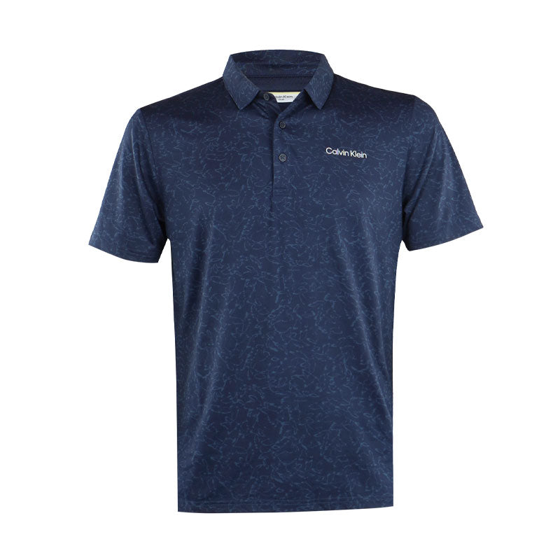 CALVIN KLEIN Abstract Watercolour Printed Men's Polo (Navy)