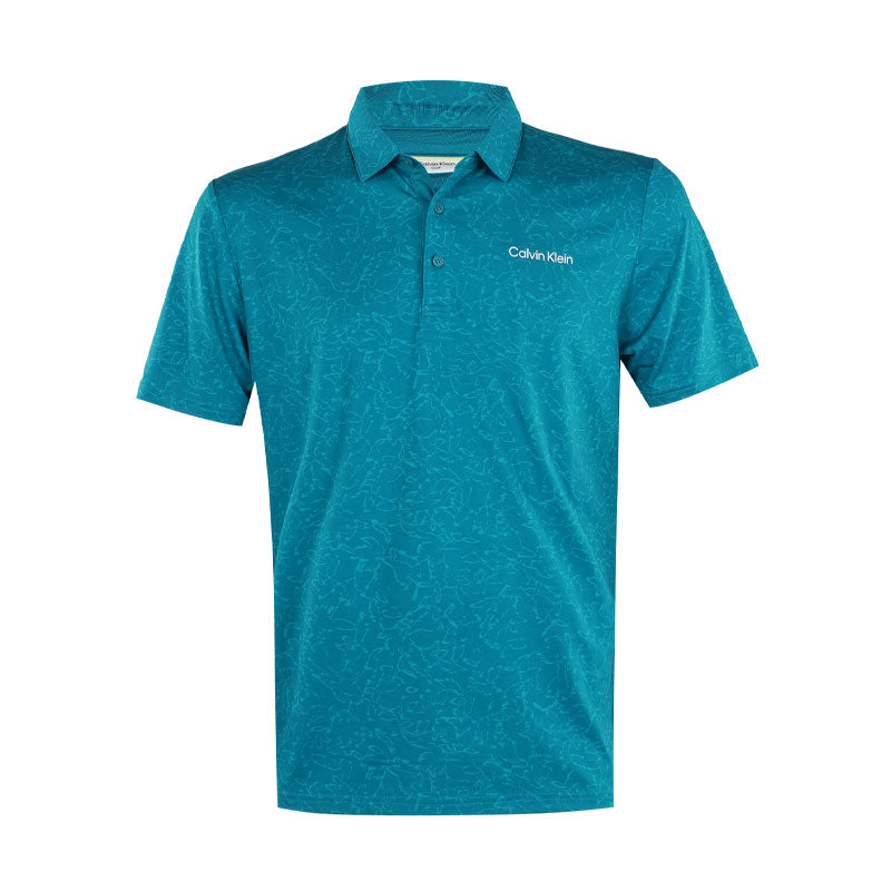 CALVIN KLEIN Abstract Watercolour Printed Men's Polo (Sea Green)