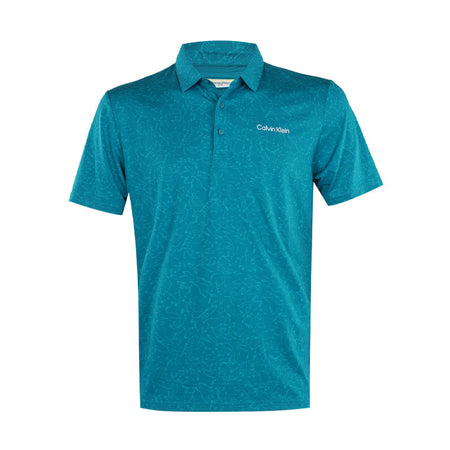 CALVIN KLEIN Abstract Watercolour Printed Men's Polo (Sea Green)