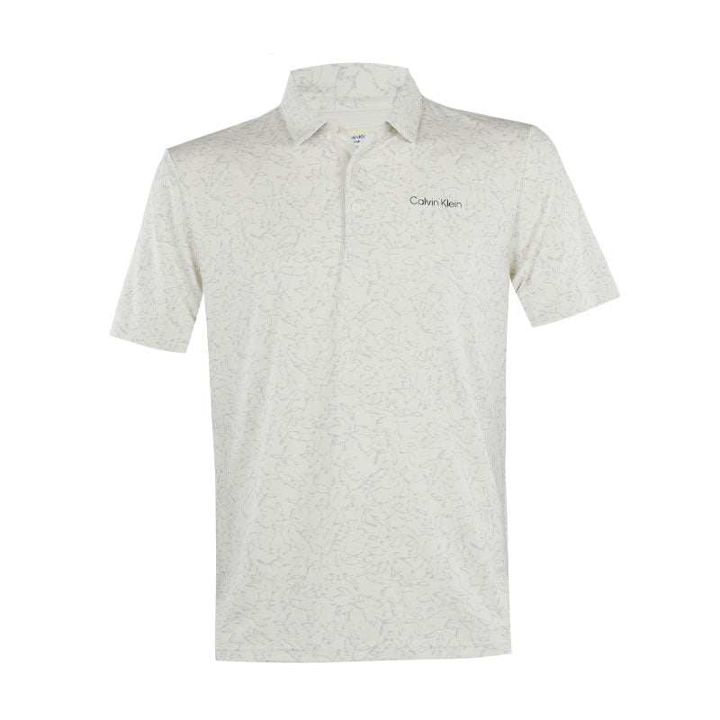 CALVIN KLEIN Abstract Watercolour Printed Men's Polo (Turtledove)