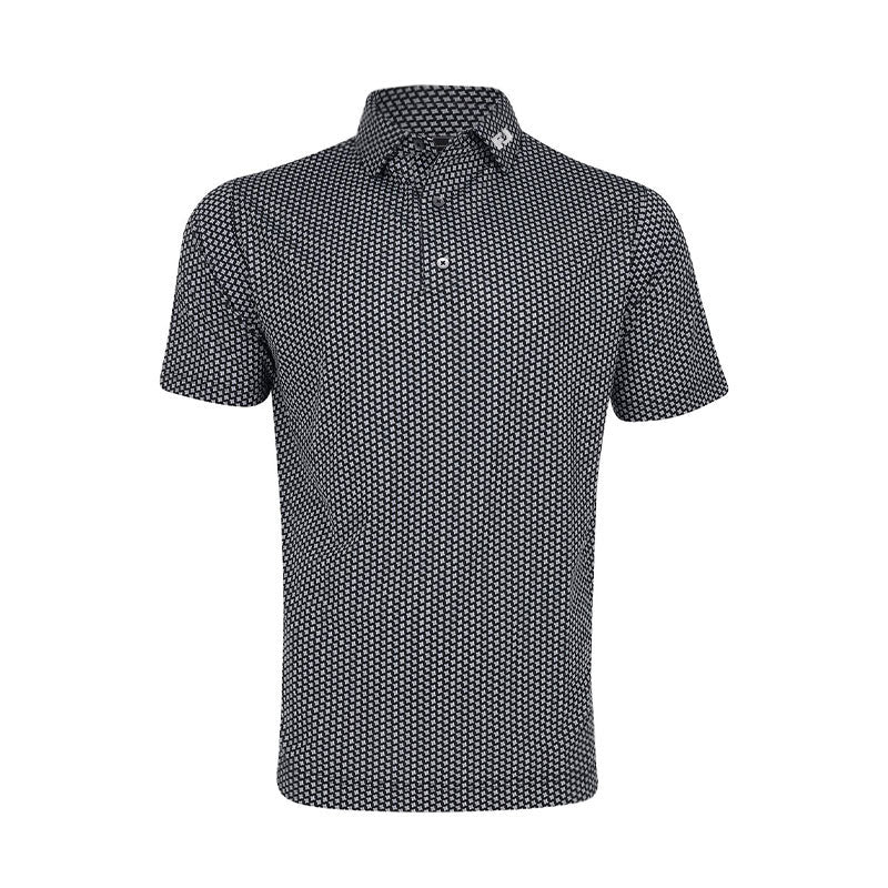 FOOTJOY Houndstooth Geo Lisle Men's Polo (Black)