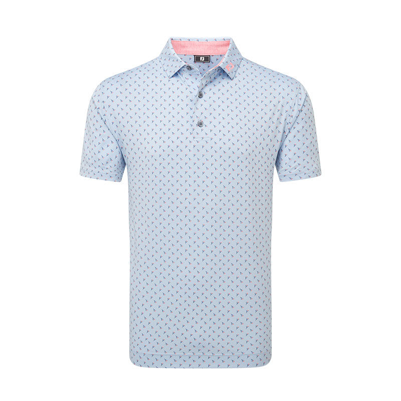 FOOTJOY Flower Bud Foulard Lisle Men's Polo (Light Blue)
