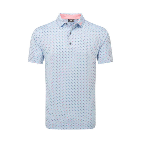 FOOTJOY Flower Bud Foulard Lisle Men's Polo (Light Blue)