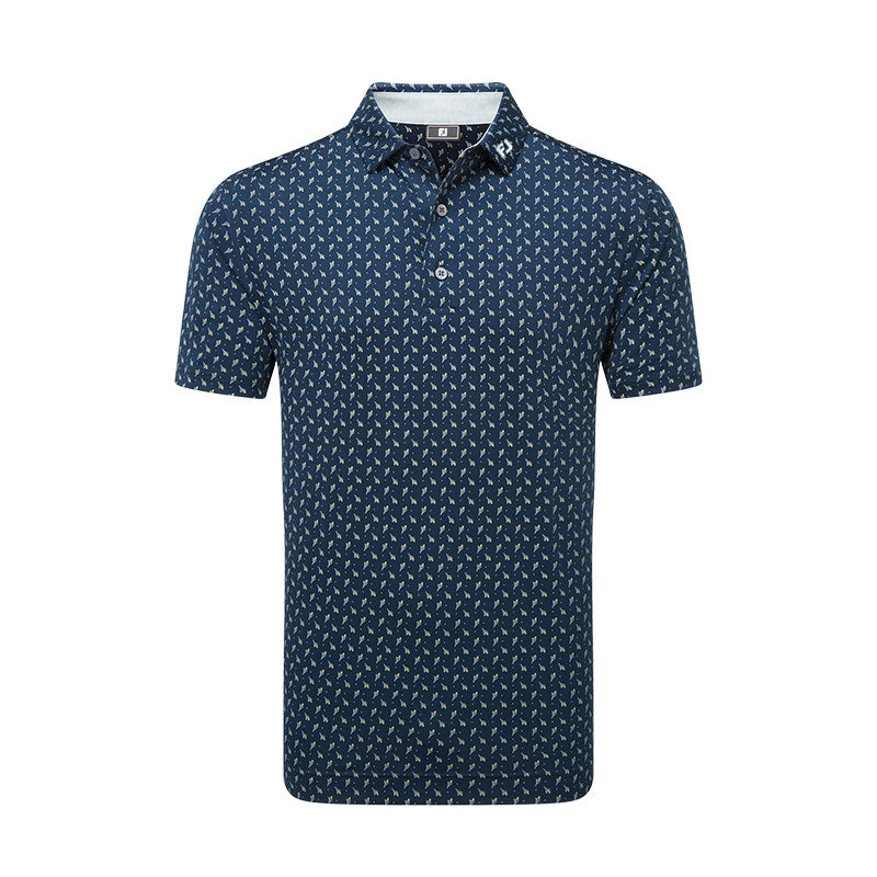 FOOTJOY Flower Bud Foulard Lisle Men's Polo (Navy)