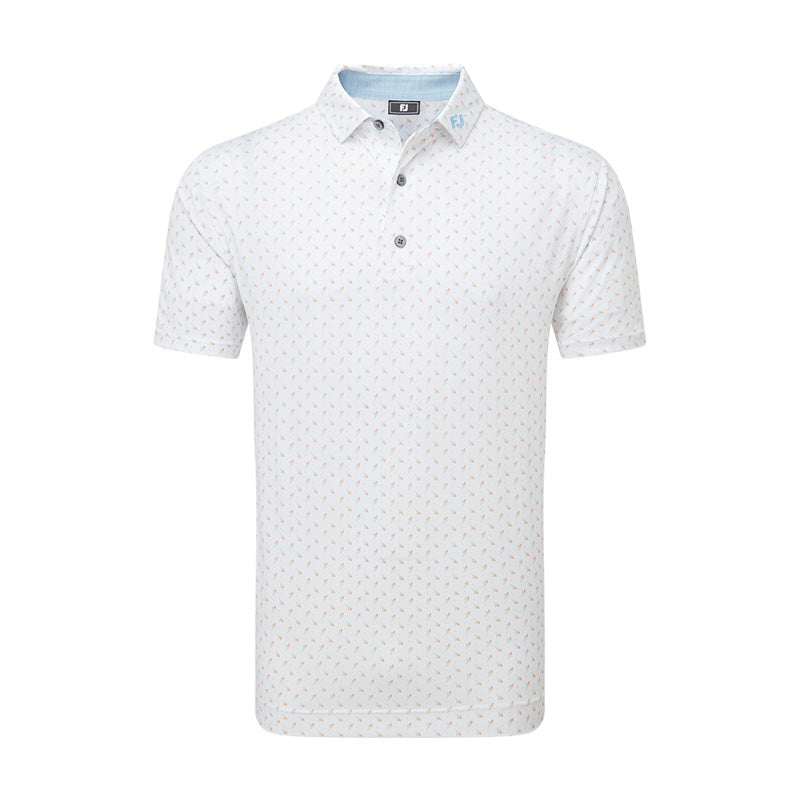 FOOTJOY Flower Bud Foulard Lisle Men's Polo (White)