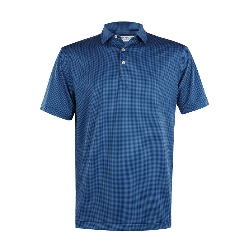 PETER MILLAR Gingham Men's Performance Jersey Polo (Navy)