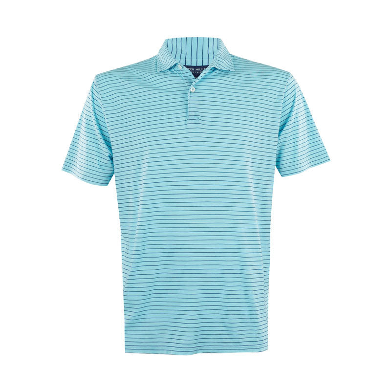 PETER MILLAR Journeyman Stripe Men's Polo (Blue Spruce)