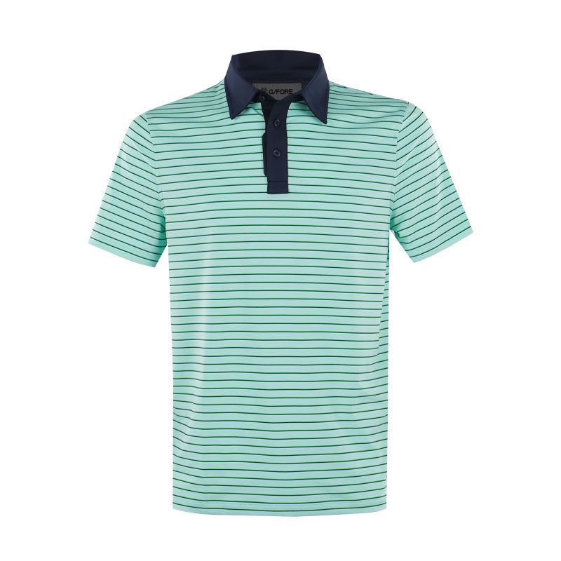 GFORE Feeder Stripe Men's Tech Jersey Polo (Menthol)
