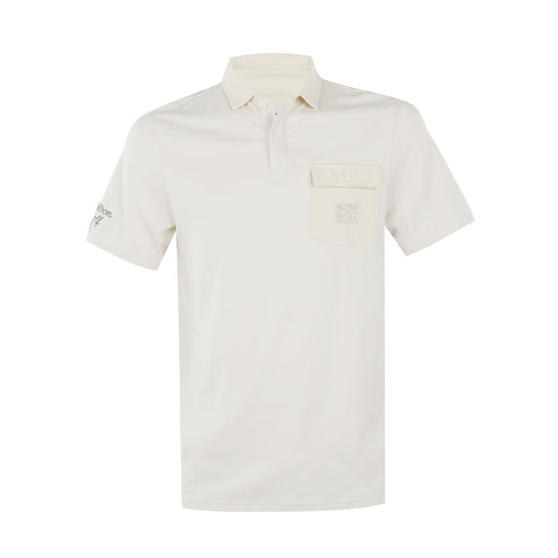 MALBON GOLF Jovis Solid Men's Polo (Ivory)