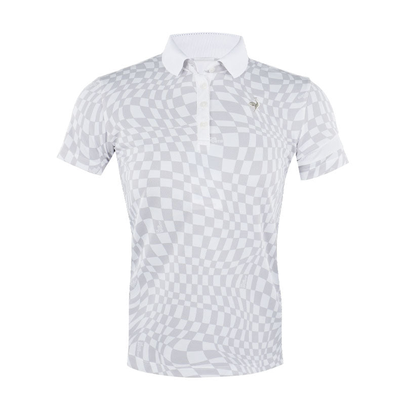 LE COQ SPORTIF GOLF Vichy Checkered Women's Polo (Grey)