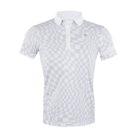 LE COQ SPORTIF GOLF Vichy Checkered Women's Polo (Grey)