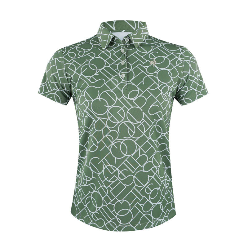 LE COQ SPORTIF GOLF Mondarian Pattern Women's Polo (Khaki)