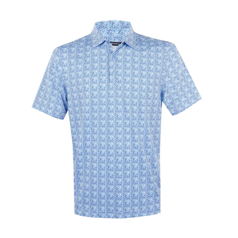 CUTTER & BUCK Poly Circle Print Men's Polo (Navy Blue)