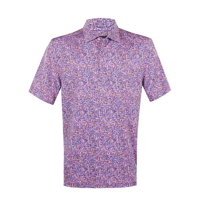 CUTTER & BUCK Poly Squiggle Print Men's Polo (Pink)