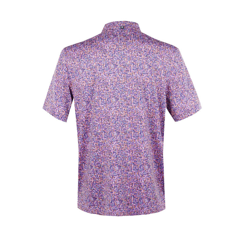 CUTTER & BUCK Poly Squiggle Print Men's Polo (Pink)