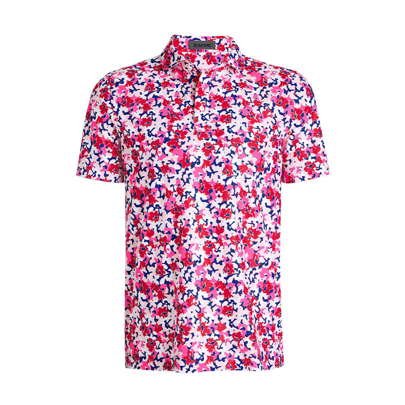 GFORE Camo Floral Tech Pique Men's Polo (Lava)