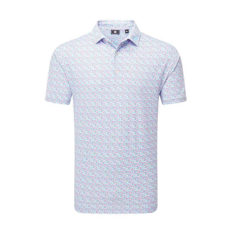 FOOTJOY Gamer Print Men's Pique Polo (White/Blue)