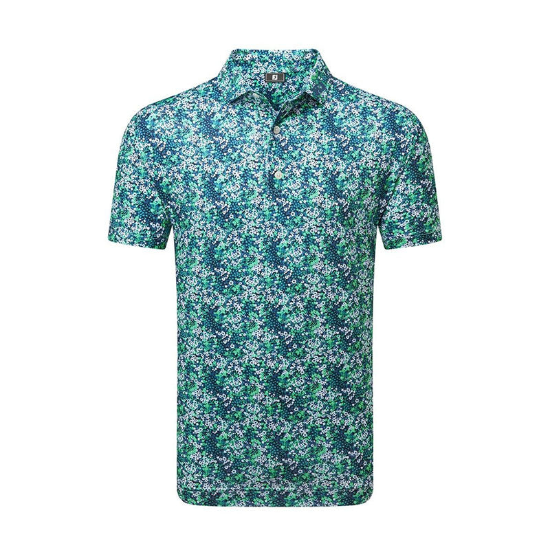 FOOTJOY Garden Print Lisle Men's Polo (Navy)