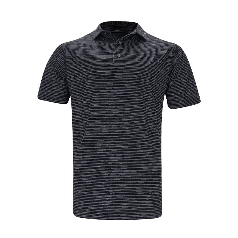 FOOTJOY Broken Stripe Print Men's Pique Polo (Black)