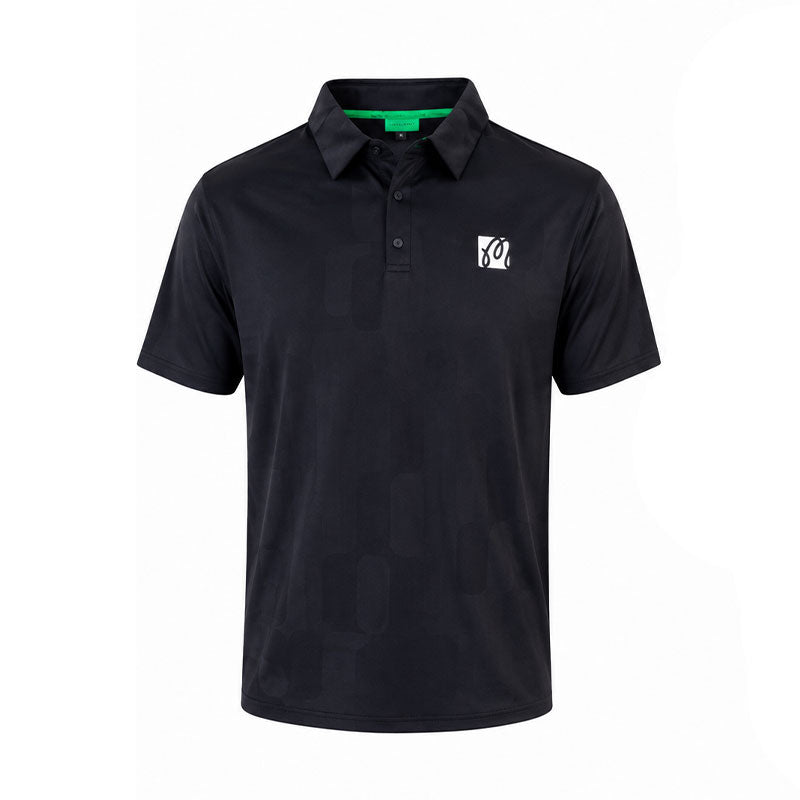 MALBON GOLF Performance Mesh Paneled Men's Polo (Black)