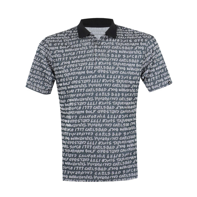 TAYLORMADE Wording Jacquard Men's Polo (Black)