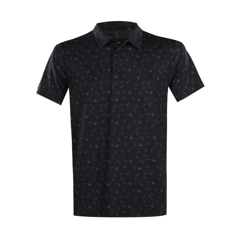 DISNEY Golf Accesories Print Men's Polo (Black)