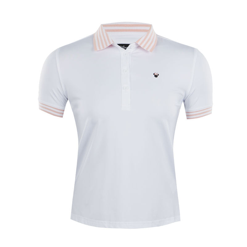 DISNEY Micky Mouse Women's Stripe Rib Polo (White)