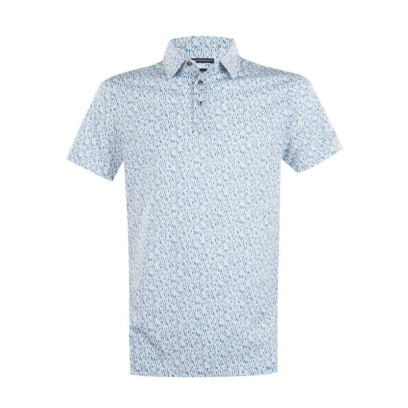 CUTTER & BUCK Mercerized Rectangle Print Men's Polo (Blue/Grey)
