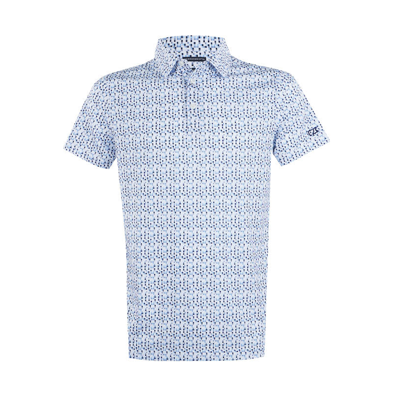 CUTTER & BUCK Mercerized Diamond Print Men's Polo (White/Blue)