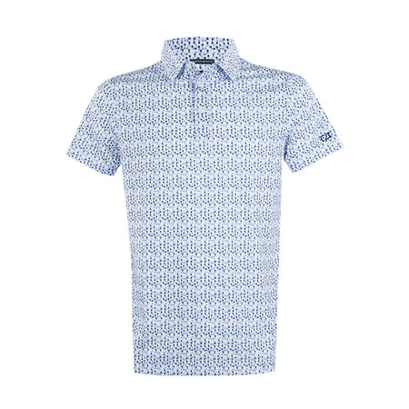 CUTTER & BUCK Mercerized Diamond Print Men's Polo (White/Blue)