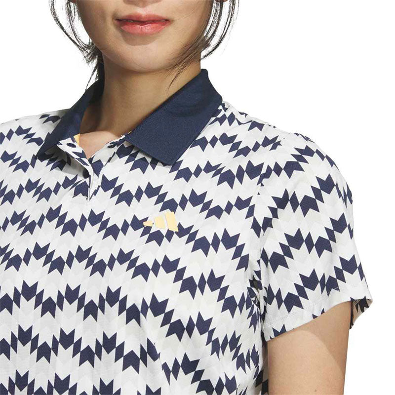 ADIDAS Climacool All Over Print Women's Polo (White/Navy)