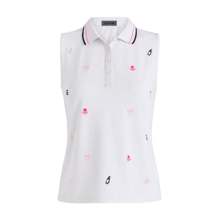 GFORE Embroidered Women's Sleeveless Polo (White)