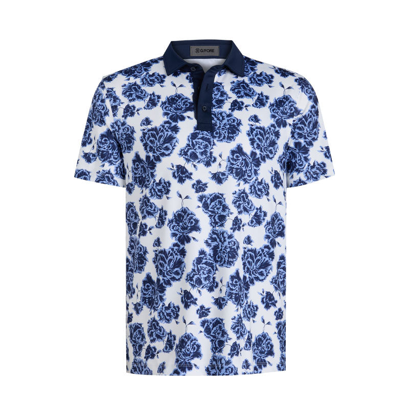 GFORE Stamped Floral Men's Tech Jersey Polo (Willow)