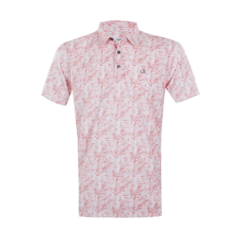 CALVIN KLEIN Palm Print Men's Polo (Peach)