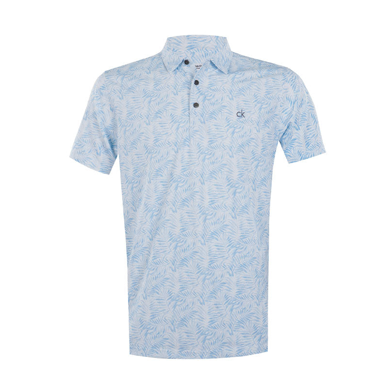 CALVIN KLEIN Palm Print Men's Polo (Dusty Blue)
