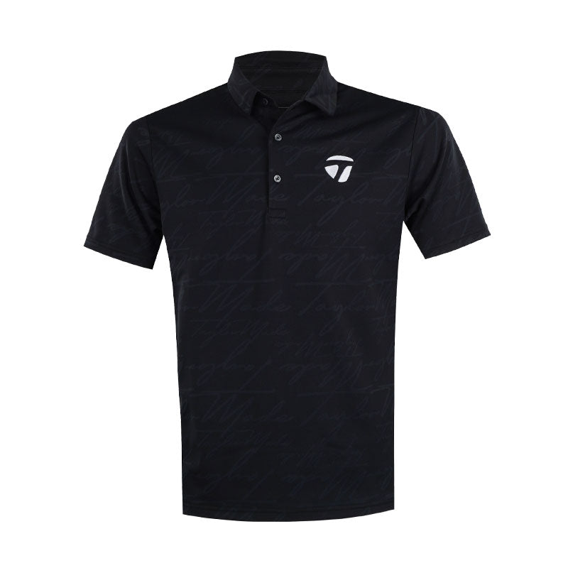 TAYLORMADE Script Jacquard Men's Polo (Black)