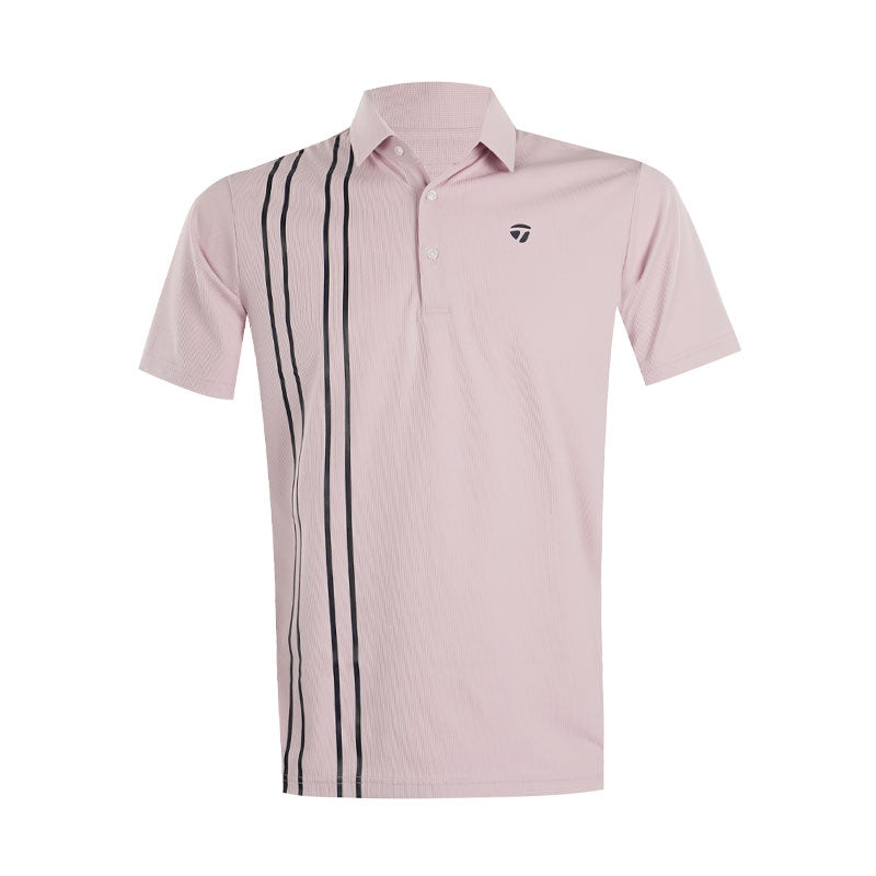 TAYLORMADE Vertical Stripe Men's Polo (Pink)