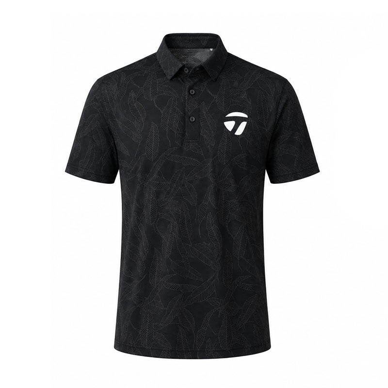 TAYLORMADE T-ICE Leaf Graphic Men's Polo (Black)