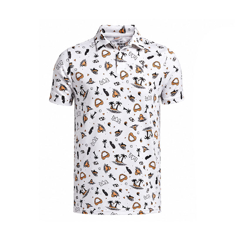 UNDER ARMOUR Matchplay Printed Boy's Polo (White/Orange)