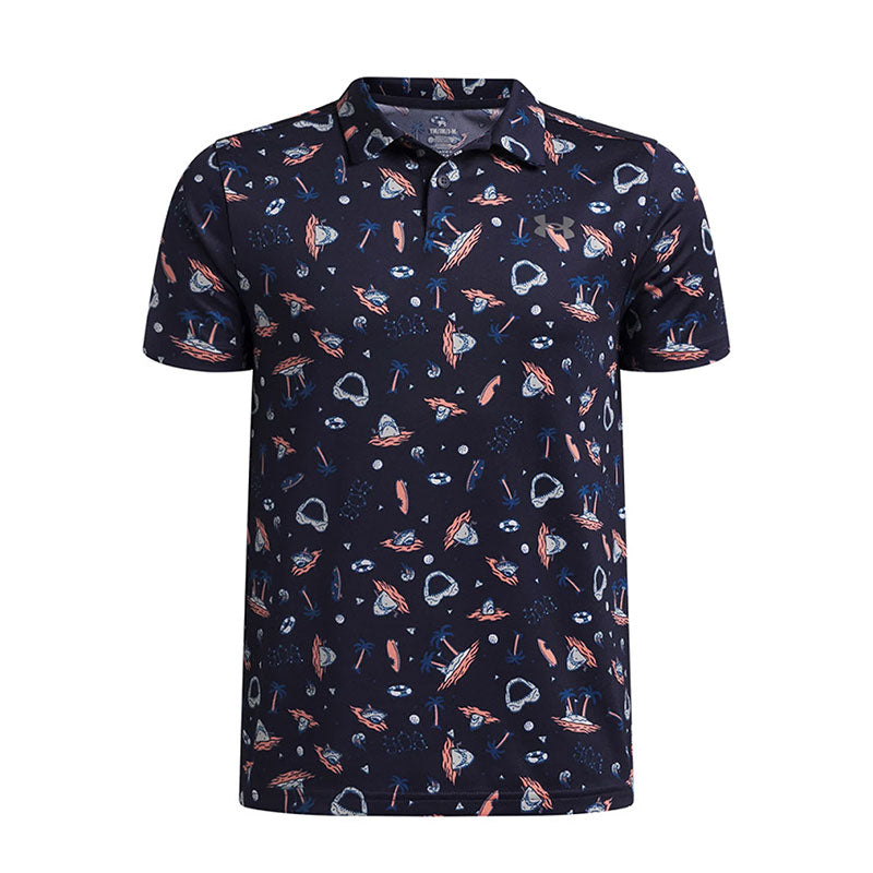 UNDER ARMOUR Matchplay Printed Boy's Polo (Navy/Pink)