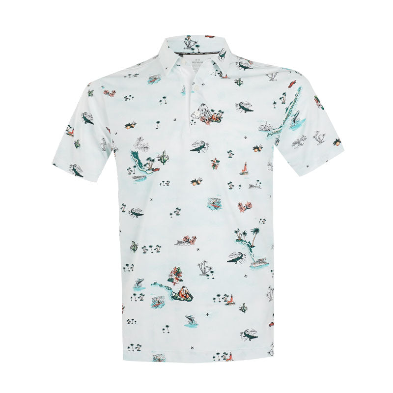 UNDER ARMOUR ArmourDry Golf Trip Printed Men's Polo (White/Green)