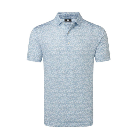 FOOTJOY Hidden Palm Print Lisle Men's Polo (White/Blue)