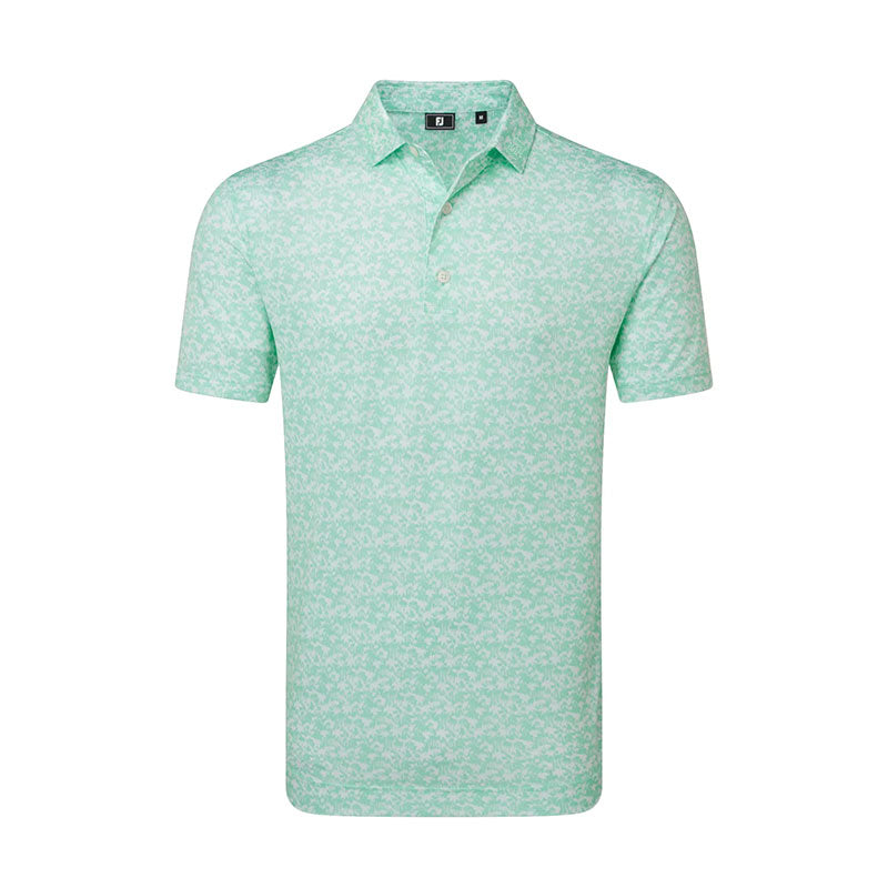 FOOTJOY Hidden Palm Print Lisle Men's Polo (Sea Glass)