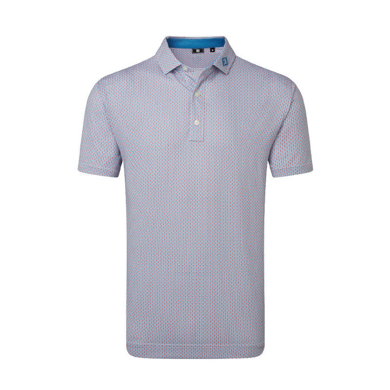 FOOTJOY Nautical Flag Print Lisle Men's Polo (Red/Blue)