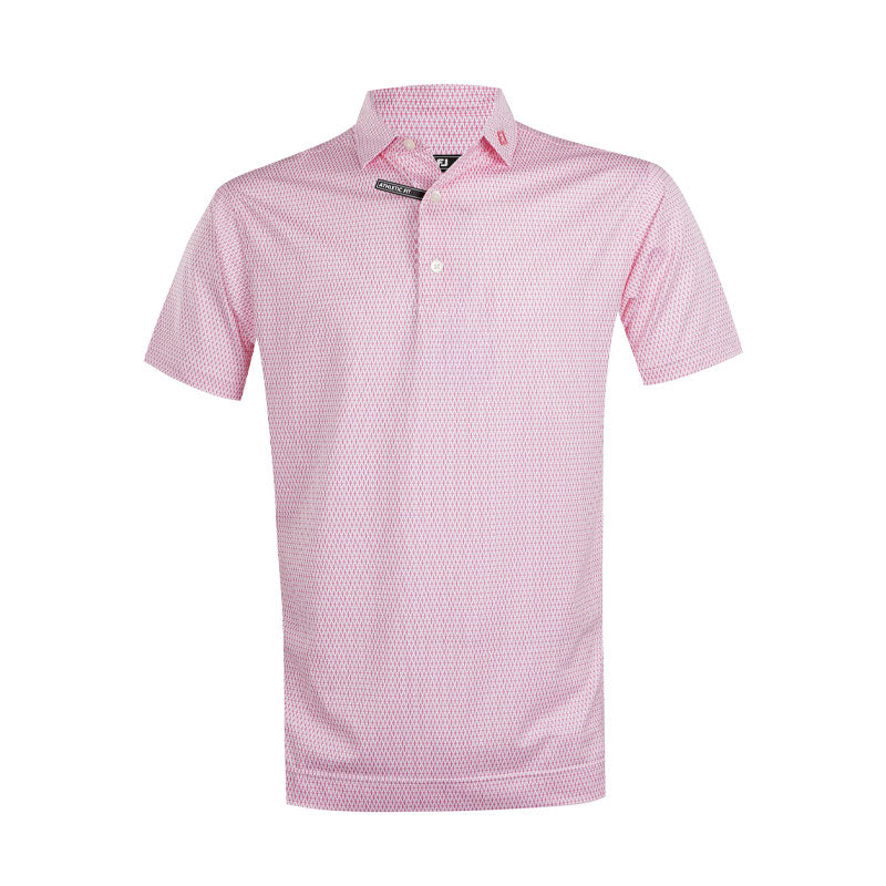 FOOTJOY Grip Print Lisle Men's Polo (White/Red)