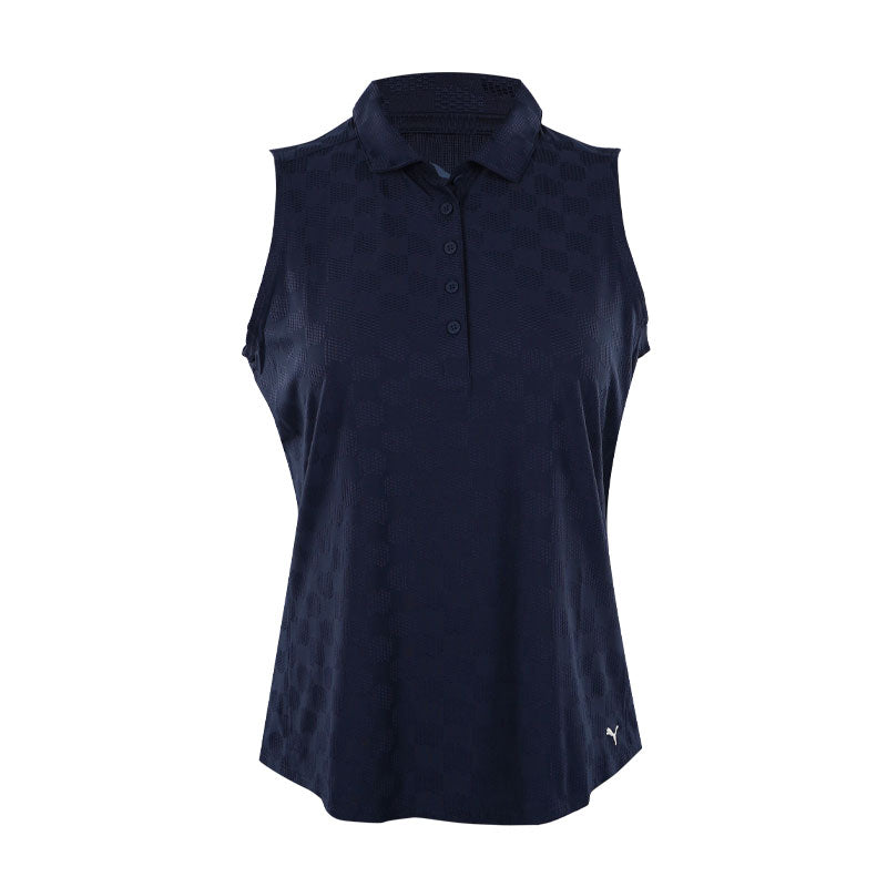 PUMA Check Jacquard Women's Sleeveless Polo (Deep Navy)