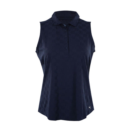 PUMA Check Jacquard Women's Sleeveless Polo (Deep Navy)