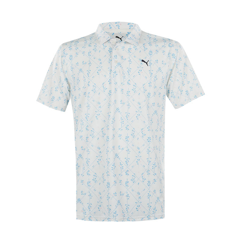 PUMA CLOUDSPUN Argyle Bloom Men's Polo (White/Light Blue)